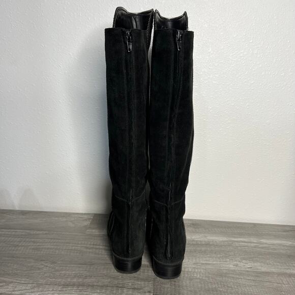 Karl Lagerfeld Suede Under the Knee Zipper Detail Tall Boots Black Size 7 - Picture 7 of 11